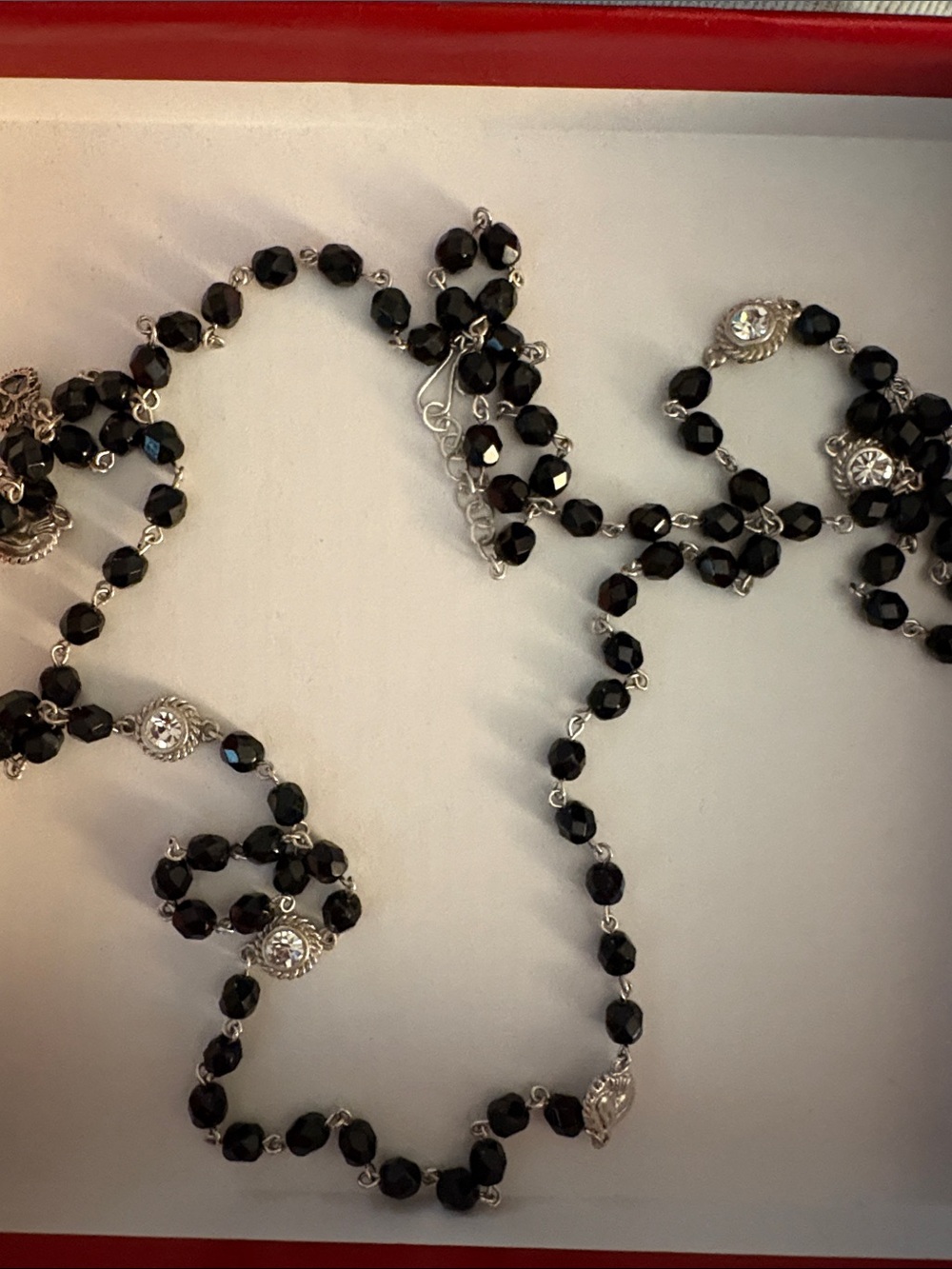 Virgin Saints and Angels rosary chain black